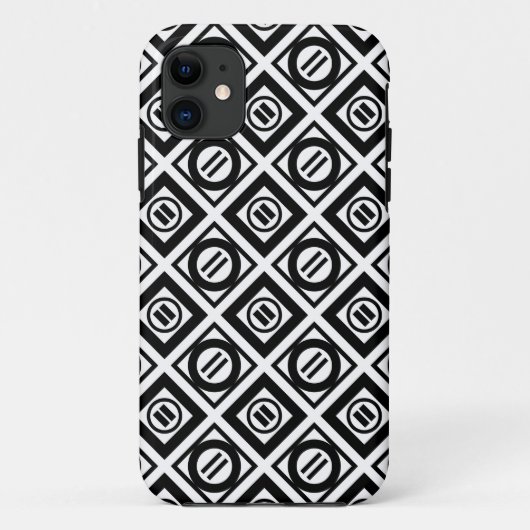 Schwarzes geometrisches Muster mit gleicher Zeiche Case-Mate iPhone Hülle (Rückseite)