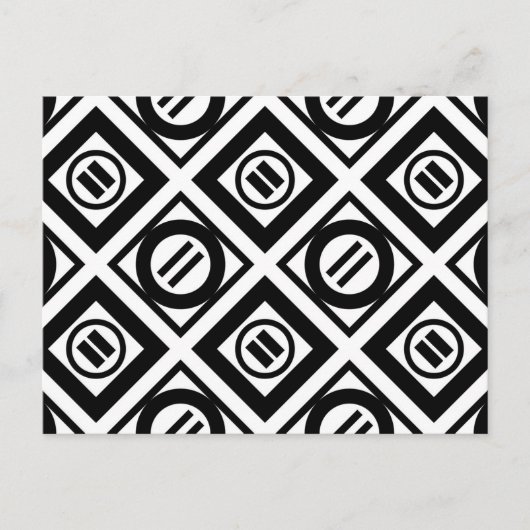Schwarzes geometrisches Muster mit gleicher Zeiche Postkarte (Vorderseite)