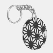 Schwarzes geometrisches Muster Schlüsselanhänger (Vorderseite links)