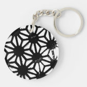 Schwarzes geometrisches Muster Schlüsselanhänger (Rückseite)