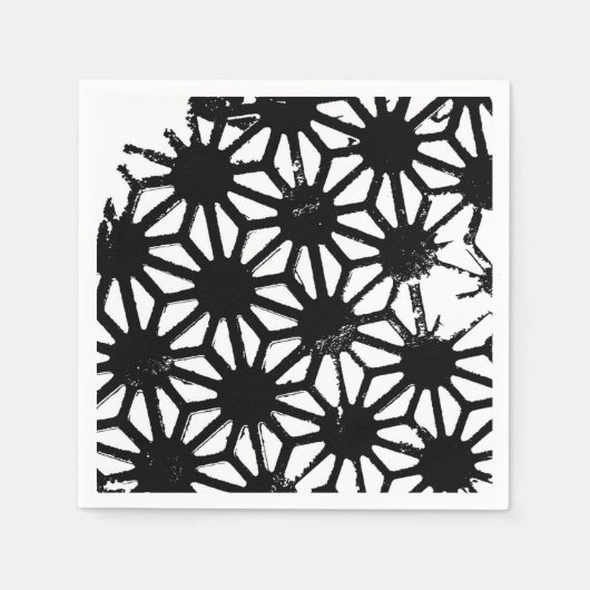 Schwarzes geometrisches Muster Serviette (Vorderseite)
