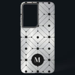 Schwarzes geometrisches Muster silbermetallischer  Samsung Galaxy Hülle<br><div class="desc">Ein elegantes Bild aus metallischem silberem Hintergrund mit schwarzem geometrischem Muster. Optionales Monogramm.</div>