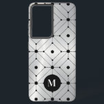 Schwarzes geometrisches Muster silbermetallischer  Samsung Galaxy Hülle<br><div class="desc">Ein elegantes Bild aus metallischem silberem Hintergrund mit schwarzem geometrischem Muster. Optionales Monogramm.</div>