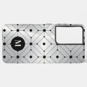 Schwarzes geometrisches Muster silbermetallischer Samsung Galaxy Hülle (Rückseite (Horizontal))