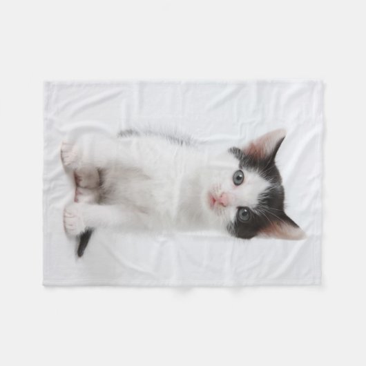 Schwarzes gepunktetes Kätzchen Fleecedecke (Vorderseite (Horizontal))