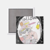 Schwarzes Gerahmtes Halloween-Paar Zeichnend Magnet (Vorderseite/Rückseite)