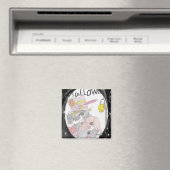 Schwarzes Gerahmtes Halloween-Paar Zeichnend Magnet (In Situ (Geschirrspüler))