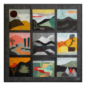 Schwarzes Gerahmtes Minimales Wüstenkunstgitter -  Poster (Vorderseite)