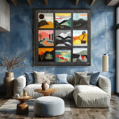 Schwarzes Gerahmtes Minimales Wüstenkunstgitter -  Poster