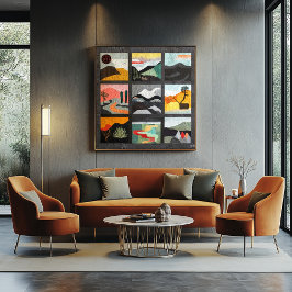 Schwarzes Gerahmtes Minimales Wüstenkunstgitter - Poster