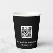Schwarzes Geschäft Firmenlogo QR-Code Pappbecher (Rückseite)