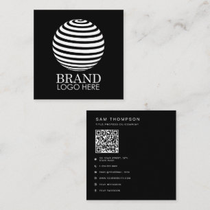 Schwarzes Geschäft-Logo QR-Code Modern Minimalisti Quadratische Visitenkarte