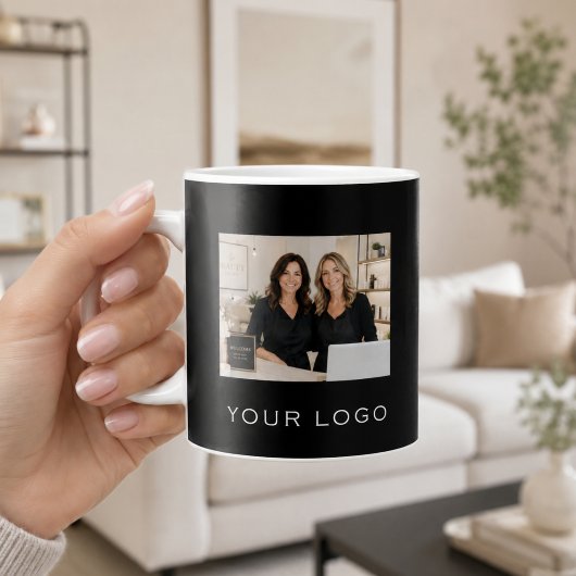 Schwarzes Geschäftlogo rechteckiges Foto Kaffeetasse