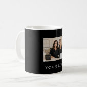 Schwarzes Geschäftlogo rechteckiges Foto Kaffeetasse (Vorderseite Links)