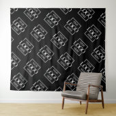 Schwarzes Geschäftslogo-Muster Messestand Hintergr Wandteppich (Beispiel (Horizontal))