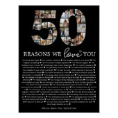 Schwarzes Geschenk "50 Gründe warum wir dich liebe Poster (Vorderseite)