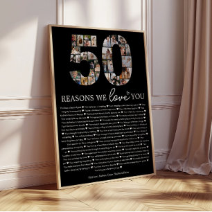 Schwarzes Geschenk "50 Gründe warum wir dich liebe Poster