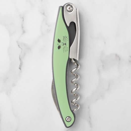 Schwarzes Gesicht mit grünen Augen Kellnermesser (Rückseite)