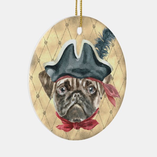 Schwarzes Gesicht, Mops Pirate Ornament (Rechts)