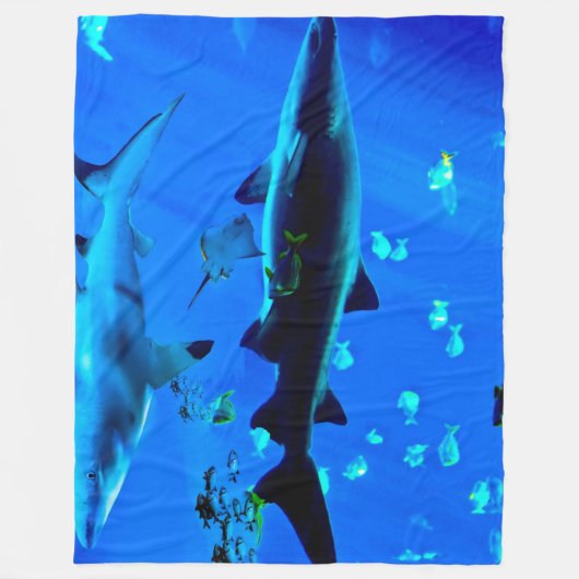 Schwarzes gespitzter Haifisch Fleecedecke (Vorderseite)