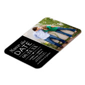Schwarzes geteiltes Foto-Panel 'Save the Date' Magnet (Linke Seite)