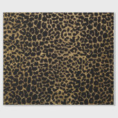 Schwarzes Gewebe mit metallisch goldgelbem Leopard Geschenkpapier (Flach)