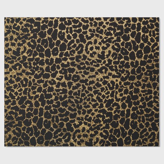 Schwarzes Gewebe mit metallisch goldgelbem Leopard Geschenkpapier (Flach)