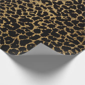 Schwarzes Gewebe mit metallisch goldgelbem Leopard Geschenkpapier (Ecke)