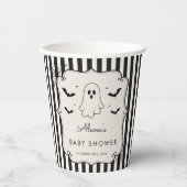 Schwarzes Gingham-Geist Halloween Pappbecher (Vorderseite)