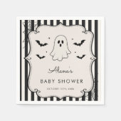 Schwarzes Gingham-Geist Halloween Serviette (Vorderseite)