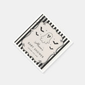 Schwarzes Gingham-Geist Halloween Serviette (Ecke)