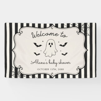 Schwarzes Gingham-Geister-Halloween Banner