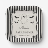 Schwarzes Gingham-Gespenst Halloween Pappteller (Vorderseite)