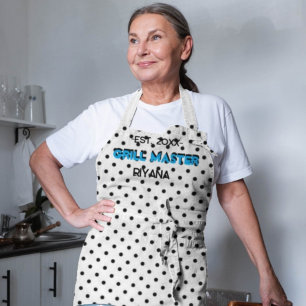 Schwarzes Gingham-Karo-Grillmeister personalisiert Schürze