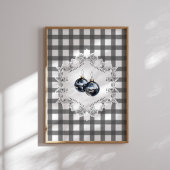 Schwarzes Gingham-Ornament Weihnachtswandkunst Poster