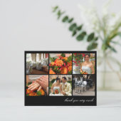 Schwarzes Gitter Collage 6 Foto Erinnerungen danke Postkarte (Stehend Vorderseite)