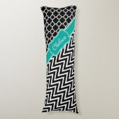 Schwarzes Gitter / Zickzack Muster Aquamariner Nam Seitenschläferkissen (Vorderseite Vertikal)