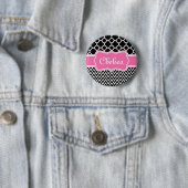 Schwarzes Gitter / Zickzack Muster rosa Name Button (Beispiel)