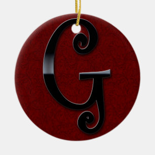 Schwarzes Glanz-Monogramm - G Keramikornament