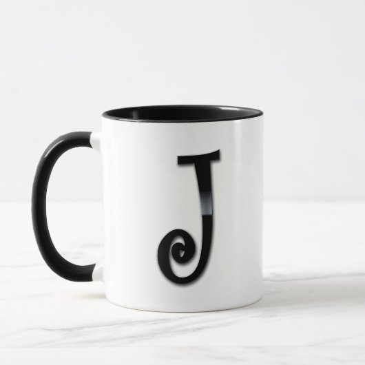 Schwarzes Glanz-Monogramm - J Tasse (Links)