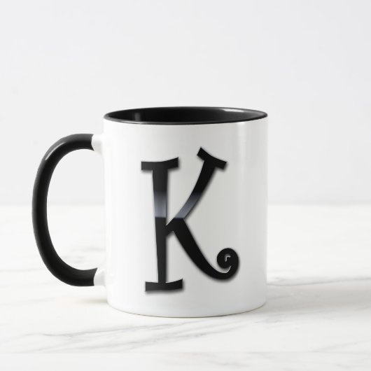 Schwarzes Glanz-Monogramm - K Tasse (Links)
