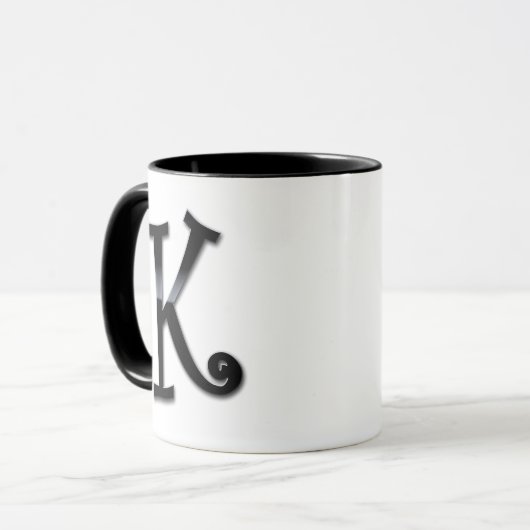 Schwarzes Glanz-Monogramm - K Tasse (Vorderseite Links)