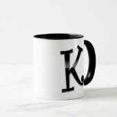 Schwarzes Glanz-Monogramm - K Tasse (VorderseiteRechts)