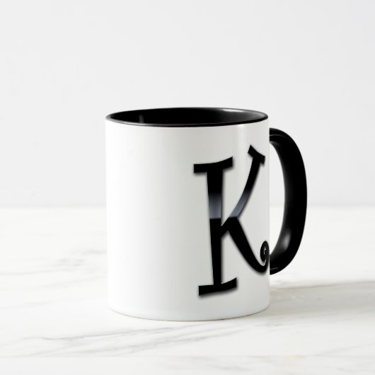Schwarzes Glanz-Monogramm - K Tasse (VorderseiteRechts)