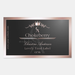 Schwarzes glänzendes Produktlabel Roségoldrahmen M Rechteckiger Aufkleber