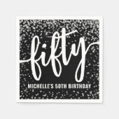 Schwarzes Glitter 50. Geburtstag Serviette (Vorderseite)