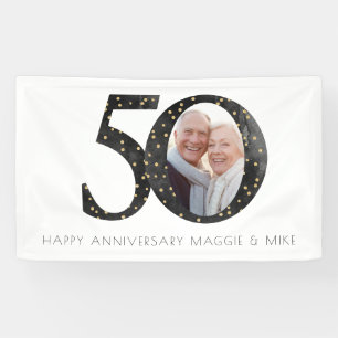 Schwarzes Glitter 50. Jubiläumsfoto Banner