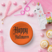Schwarzes Glitter Frohes Halloween Pappteller (Party)