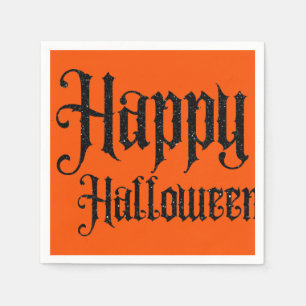 Schwarzes Glitter Frohes Halloween Serviette