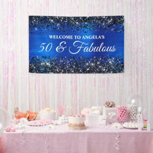 Schwarzes Glitter Königlich Blau 50 & Fabelhaft Ge Banner